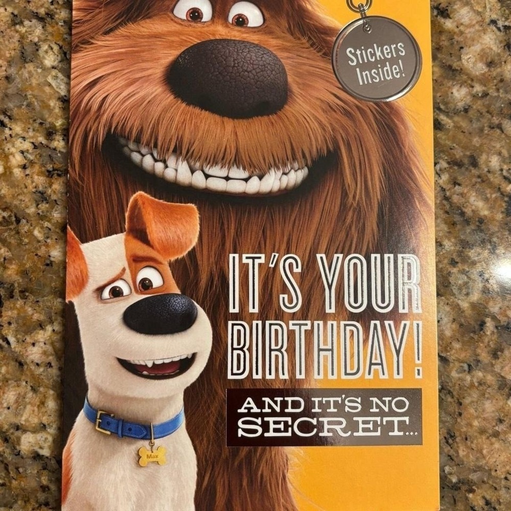 American Greetings The Secret Life of Pets Birthday Card with Stickers